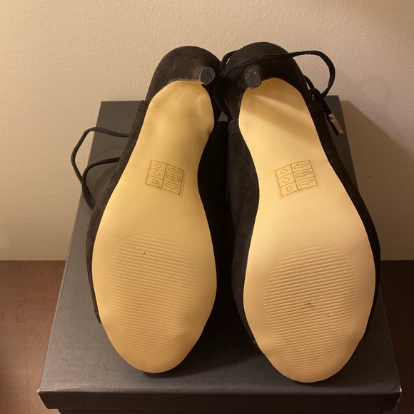 Shoemint Noelle Black Suede Open Toe Lace Back Heels, 8.5 - Picture 6 of 8